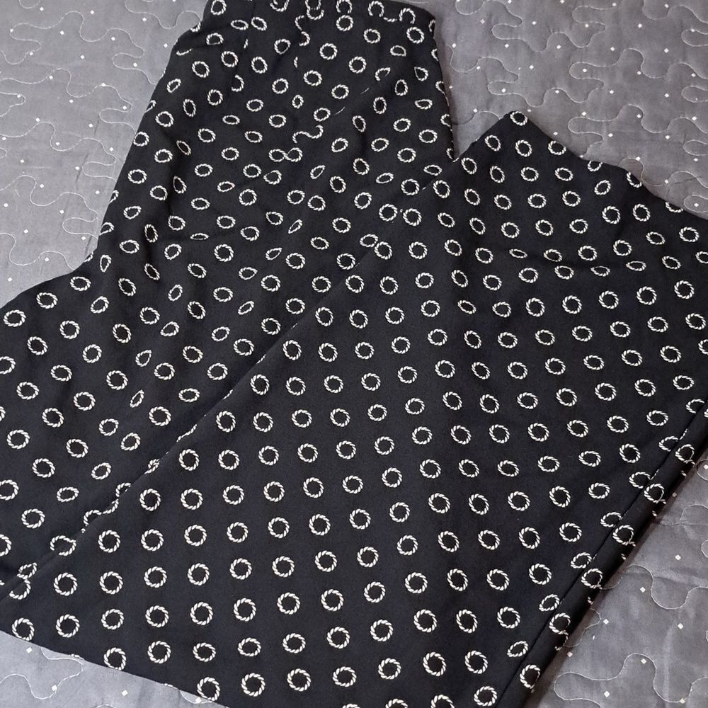 Talbots Black Wide Leg Pants with White Circle Print
